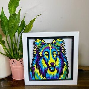 3D Collie Multicolor Shadowbox